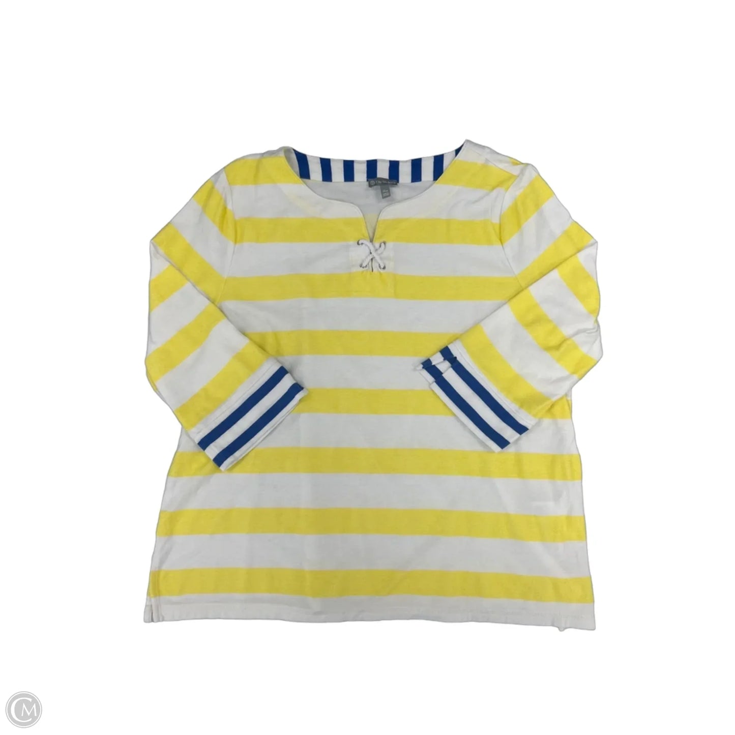 Top Short Sleeve By Talbots In White & Yellow, Size: Xlp