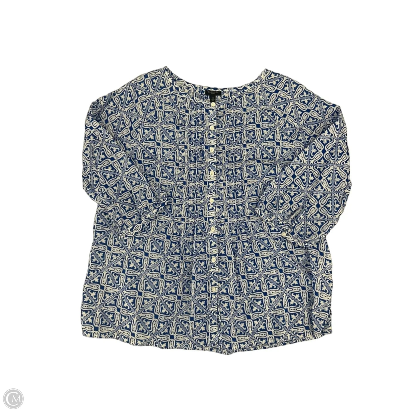 Top Short Sleeve By Talbots In Geometric Pattern, Size: Lp