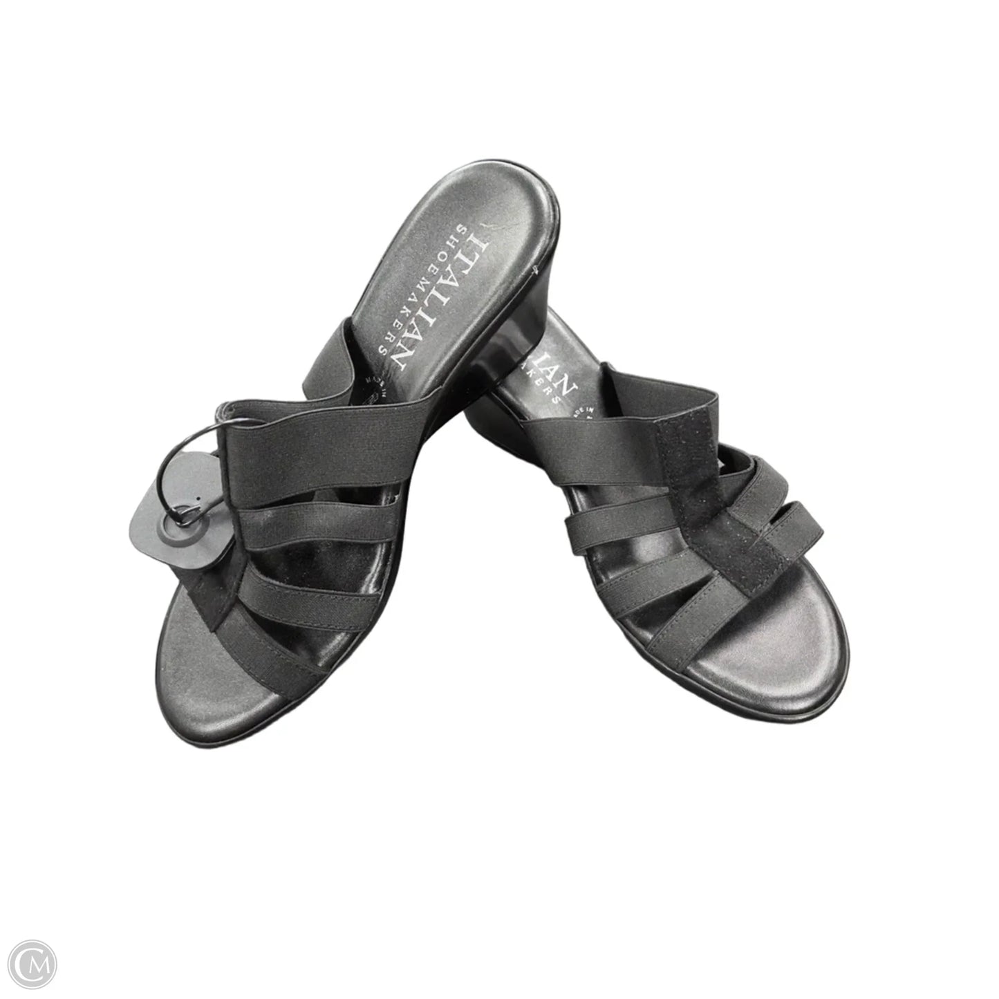 Sandals Heels Wedge By Italian Shoemakers In Black, Size: 9