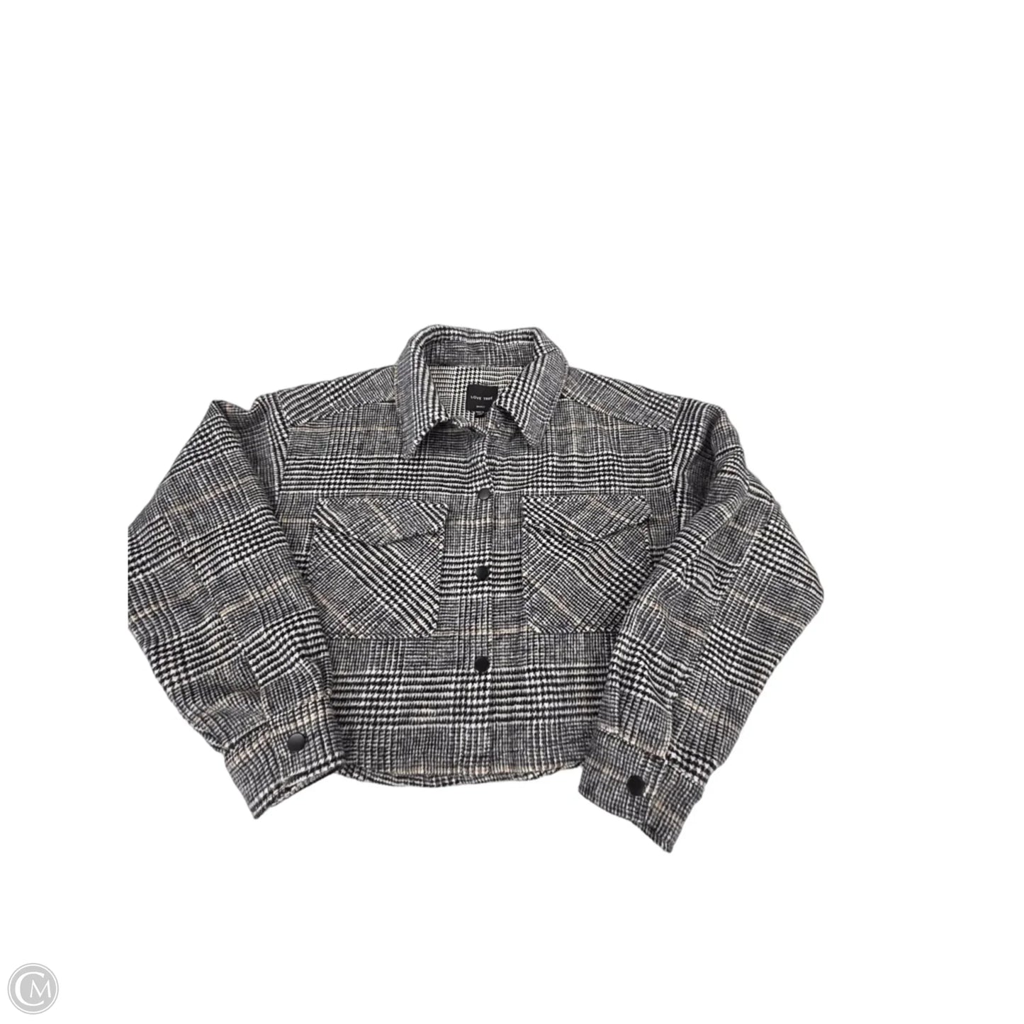 Jacket Shirt By Love Tree In Plaid Pattern, Size: S