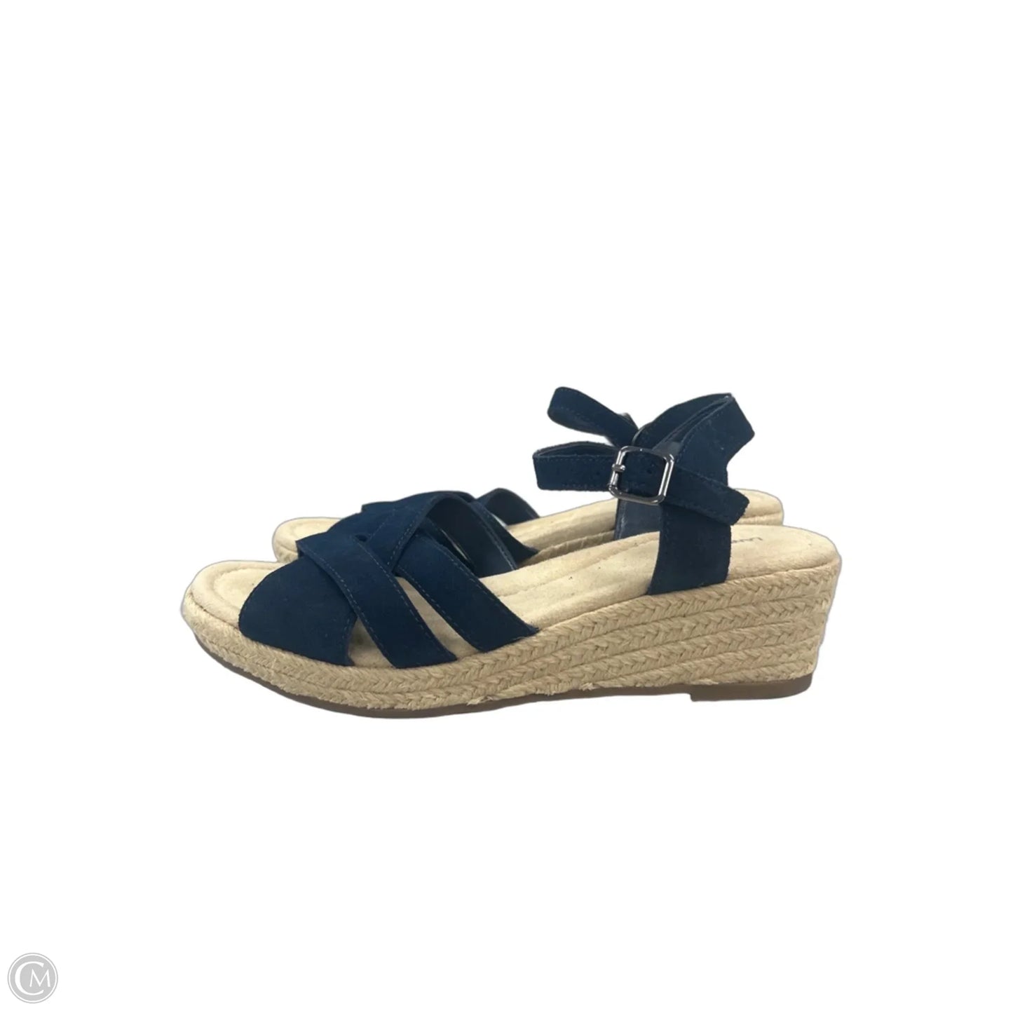 Sandals Heels Wedge By Lands End In Navy, Size: 8