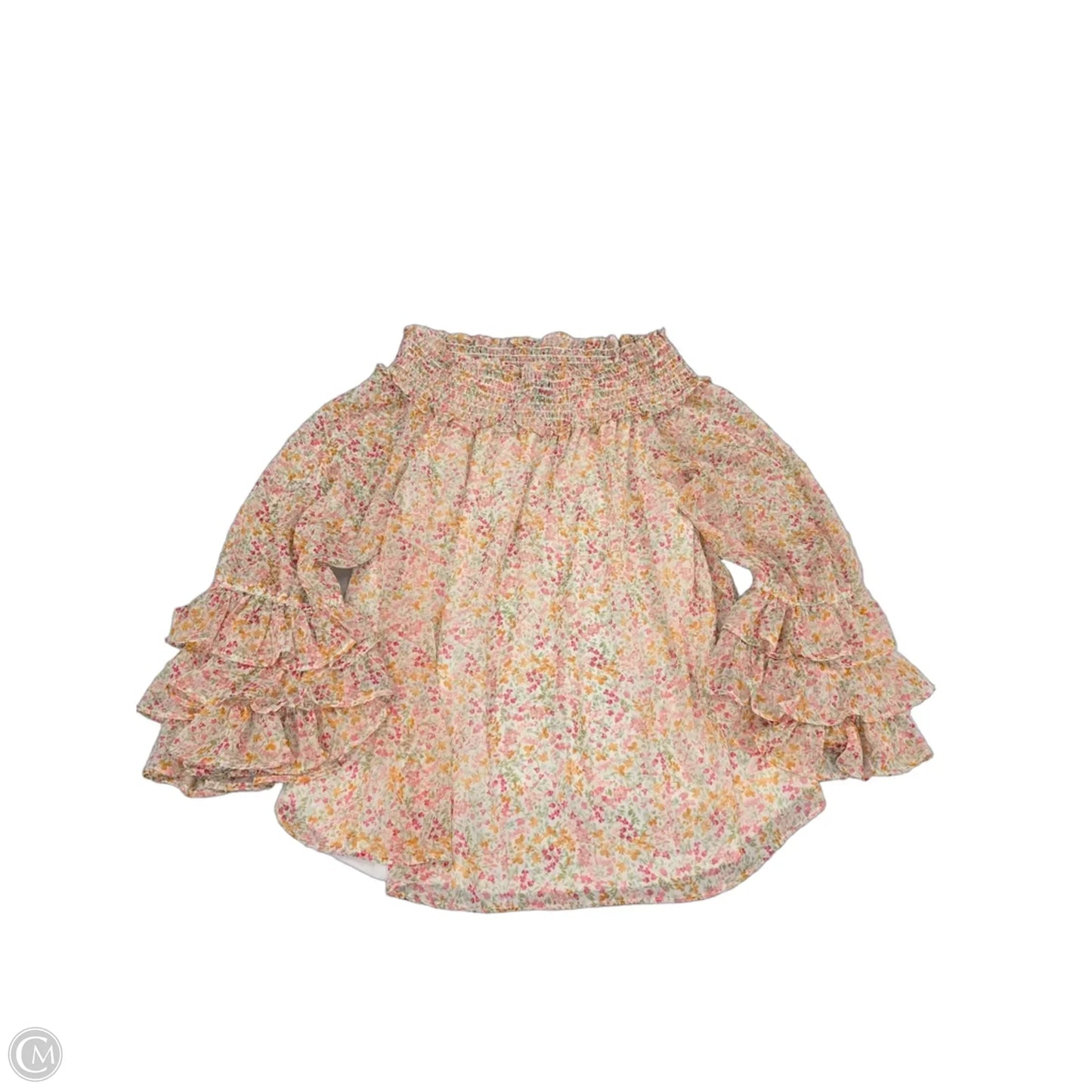 Top 3/4 Sleeve By Cece In Floral Print, Size: L