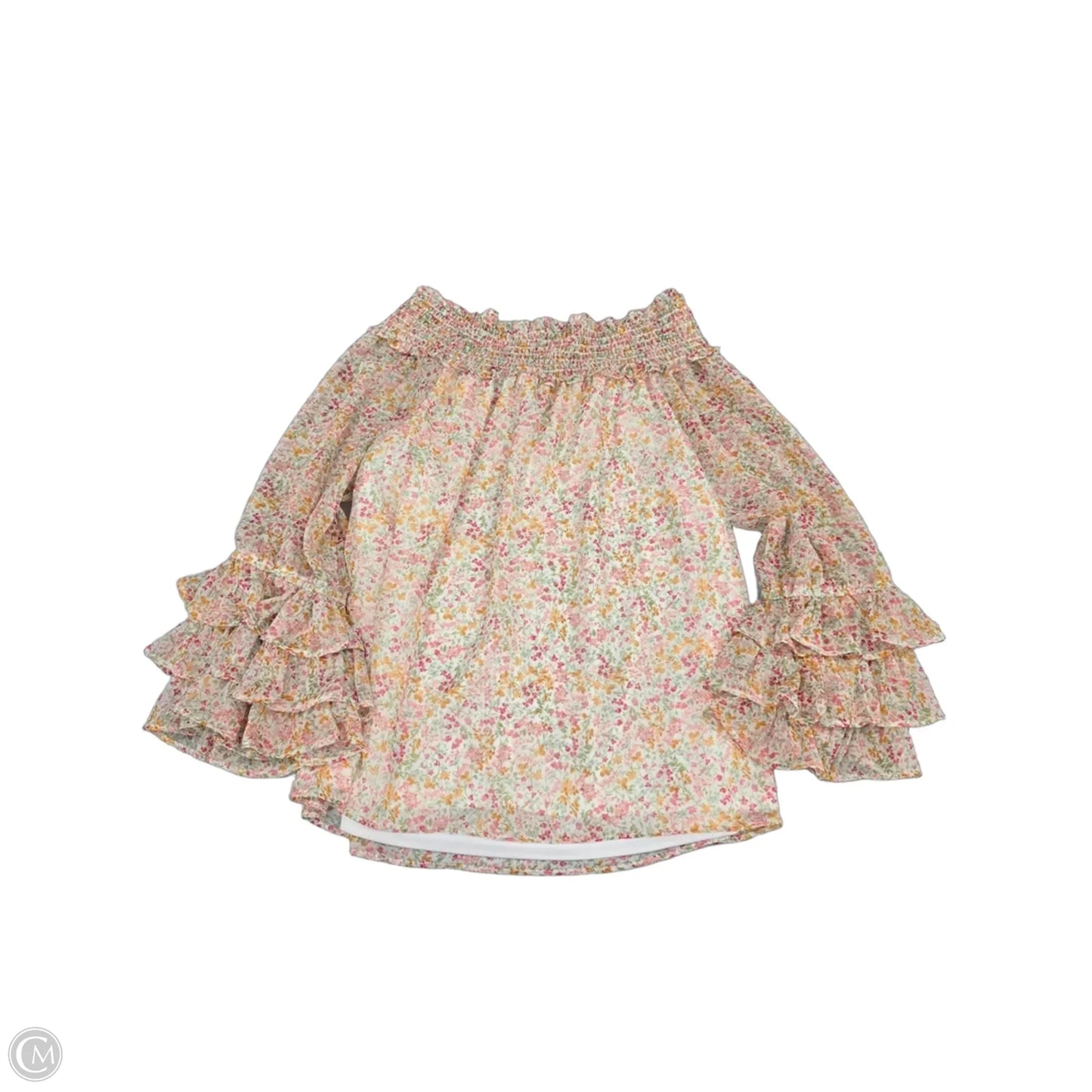 Top 3/4 Sleeve By Cece In Floral Print, Size: L