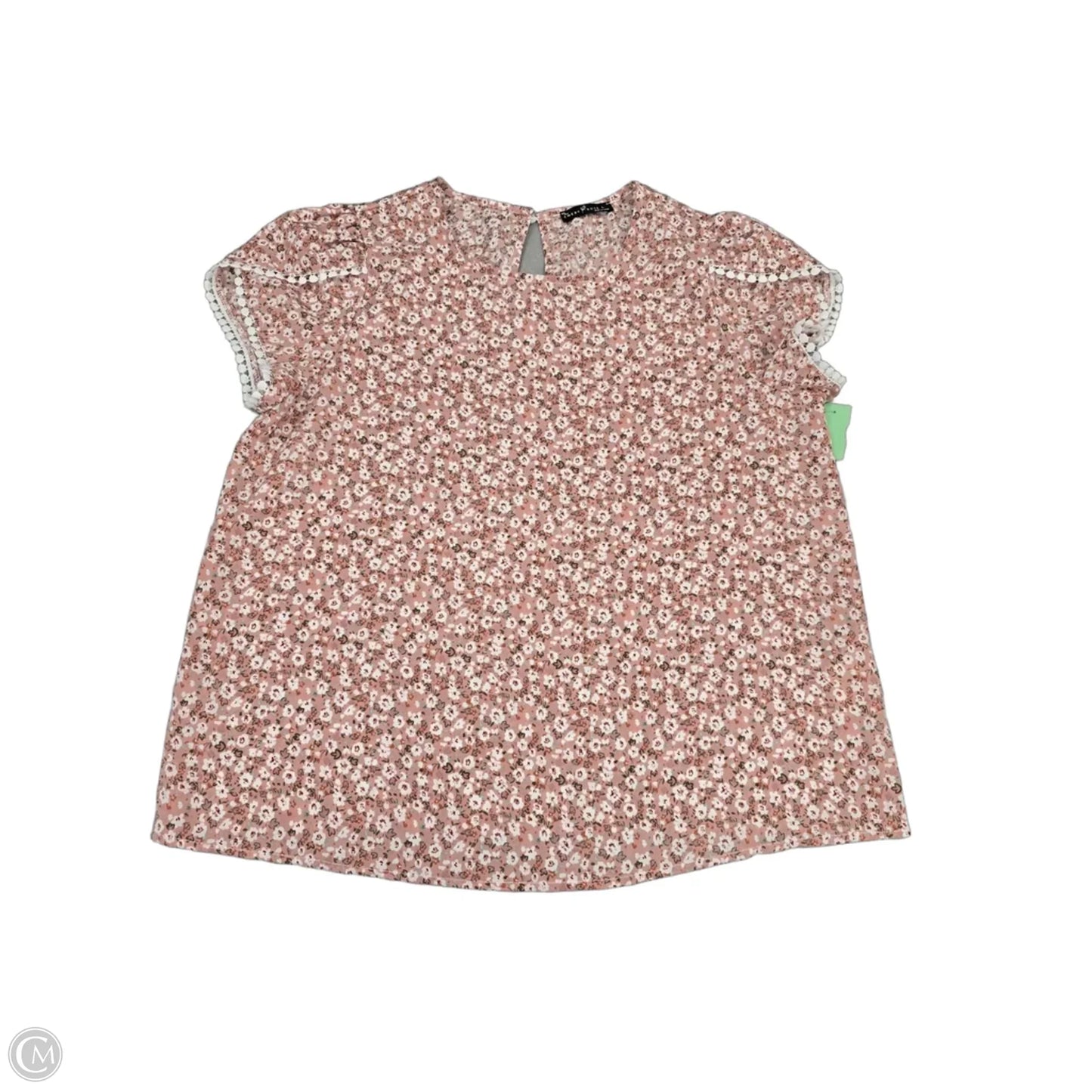 Top Short Sleeve By Emery Rose In Floral Print, Size: L