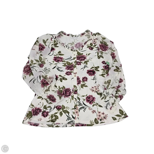 Top Long Sleeve By Perseption Concept In Floral Print, Size: L