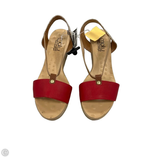 Sandals Heels Wedge By Cme In Red & Tan, Size: 8