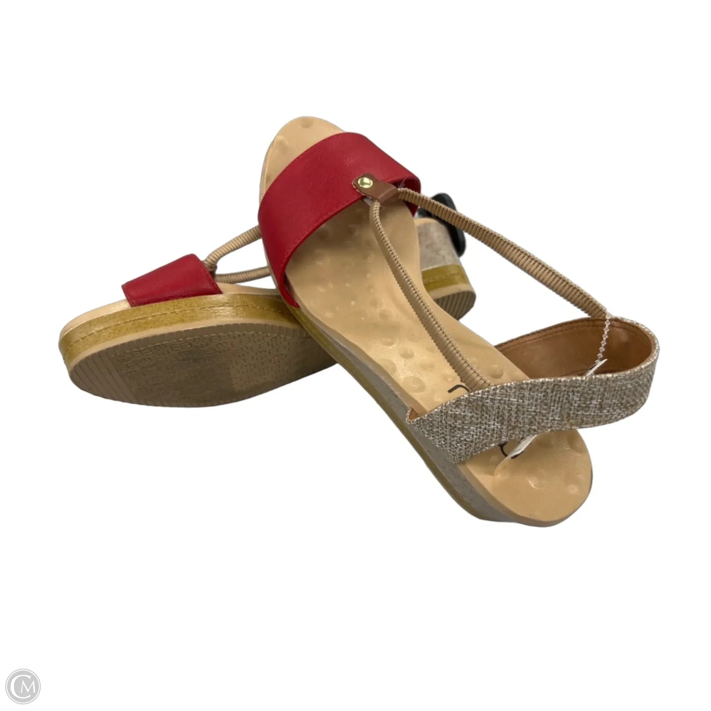 Sandals Heels Wedge By Cme In Red & Tan, Size: 8