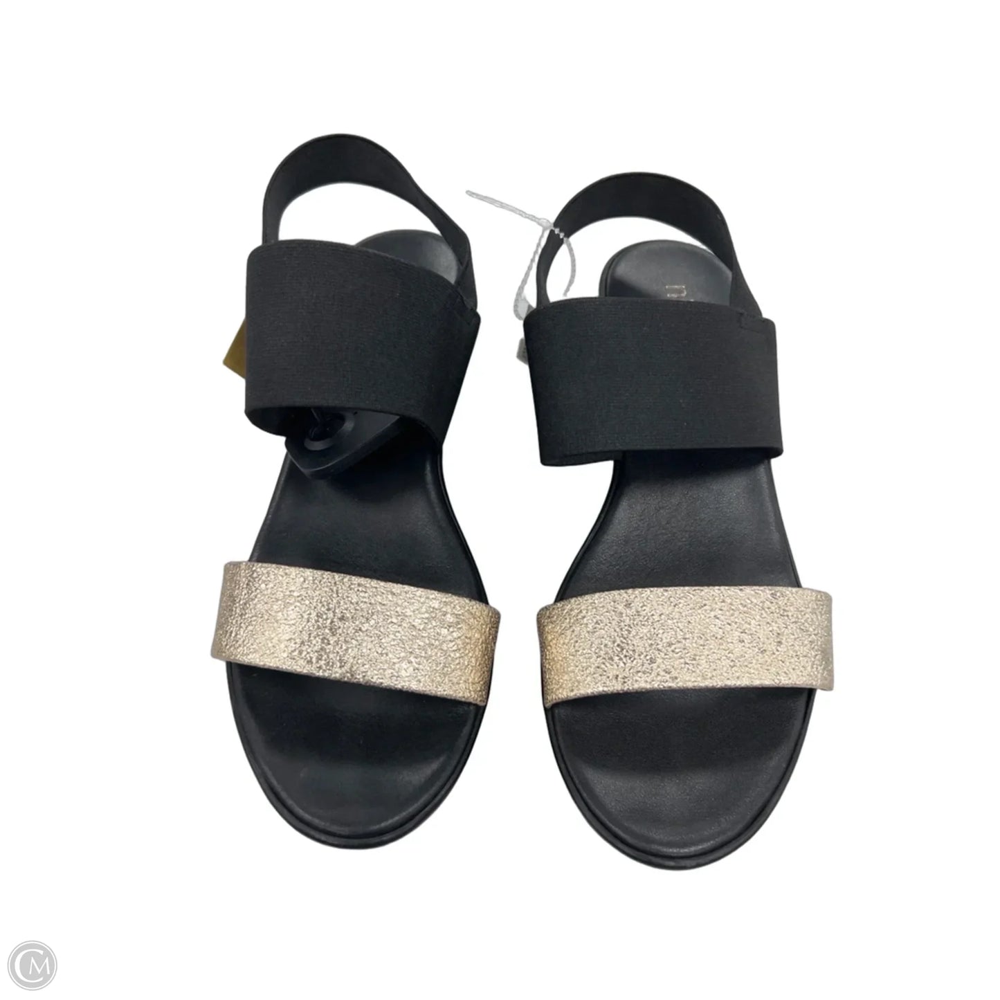 Sandals Heels Wedge By Cme In Black & Gold, Size: 7.5