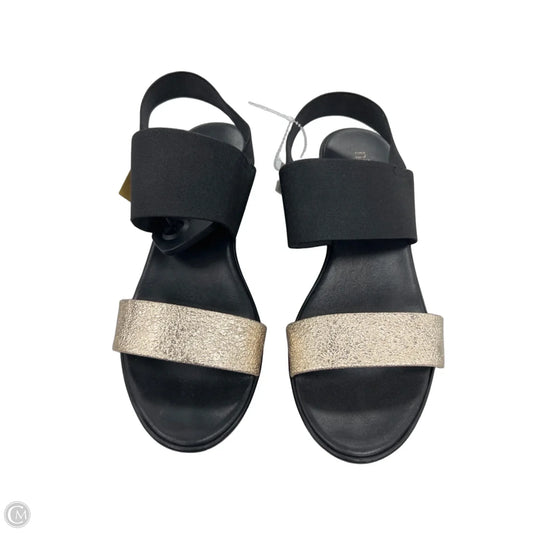 Sandals Heels Wedge By Cme In Black & Gold, Size: 7.5