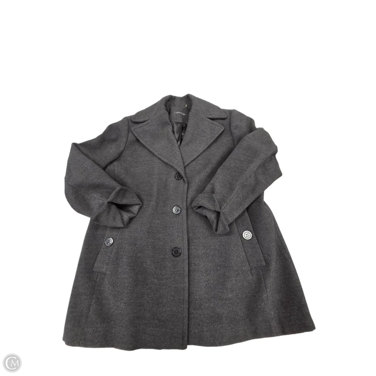 Coat Peacoat By Calvin Klein In Grey, Size: 1x