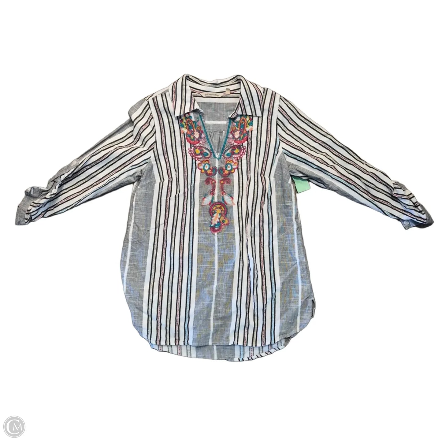 Top 3/4 Sleeve By Soft Surroundings In Striped Pattern, Size: S