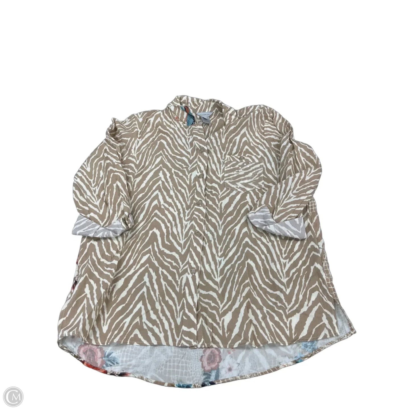 Top Long Sleeve By Multiples In Animal Print, Size: L
