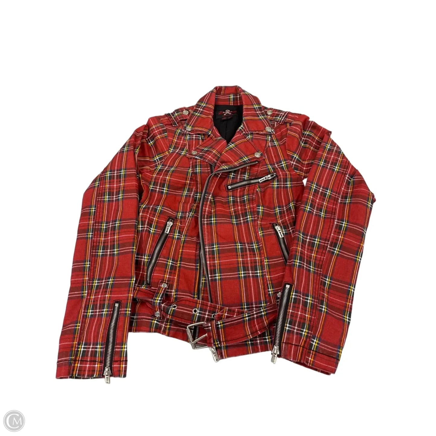 Jacket Moto By Cme In Plaid Pattern, Size: M