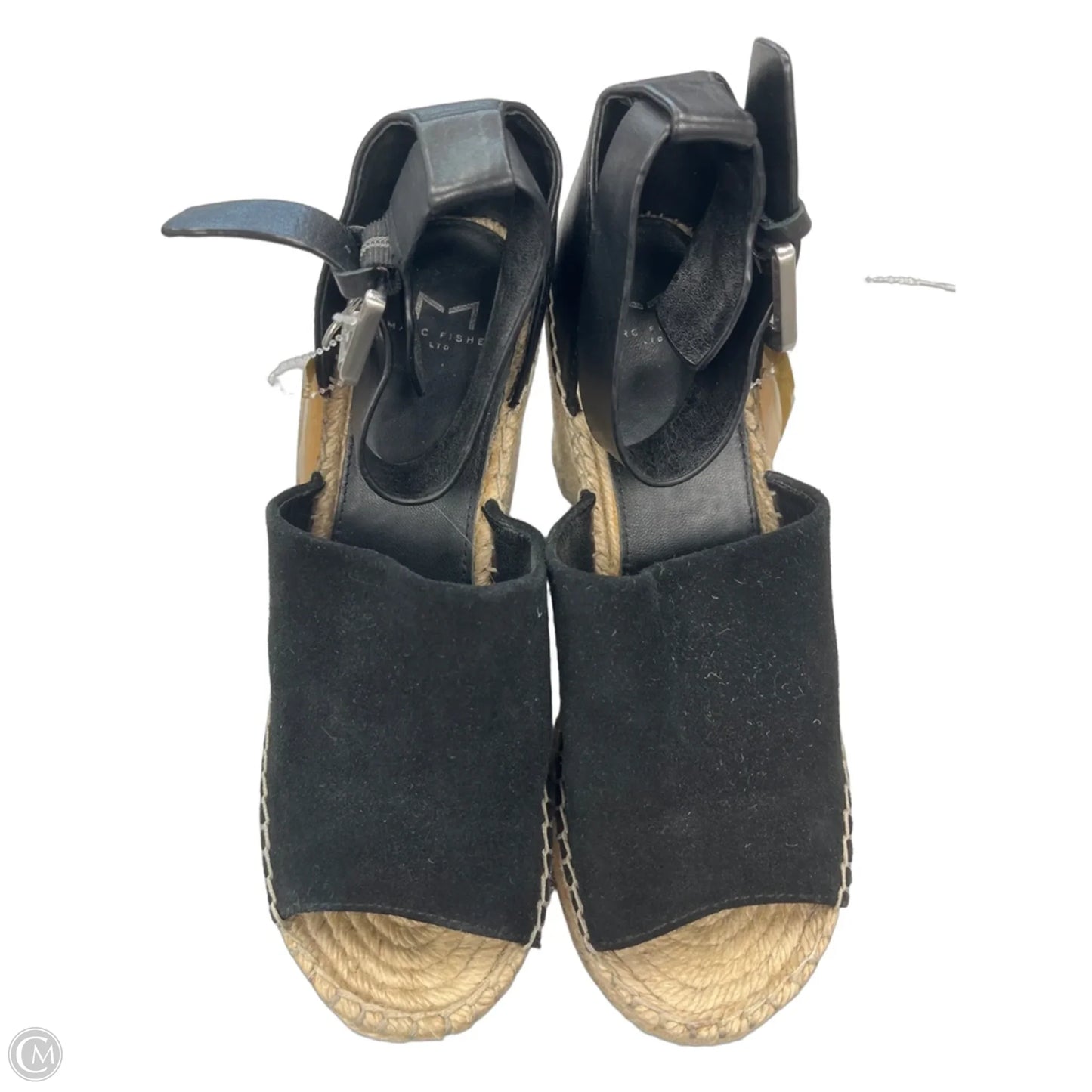 Sandals Heels Wedge By Marc Fisher In Black & Cream, Size: 6.5