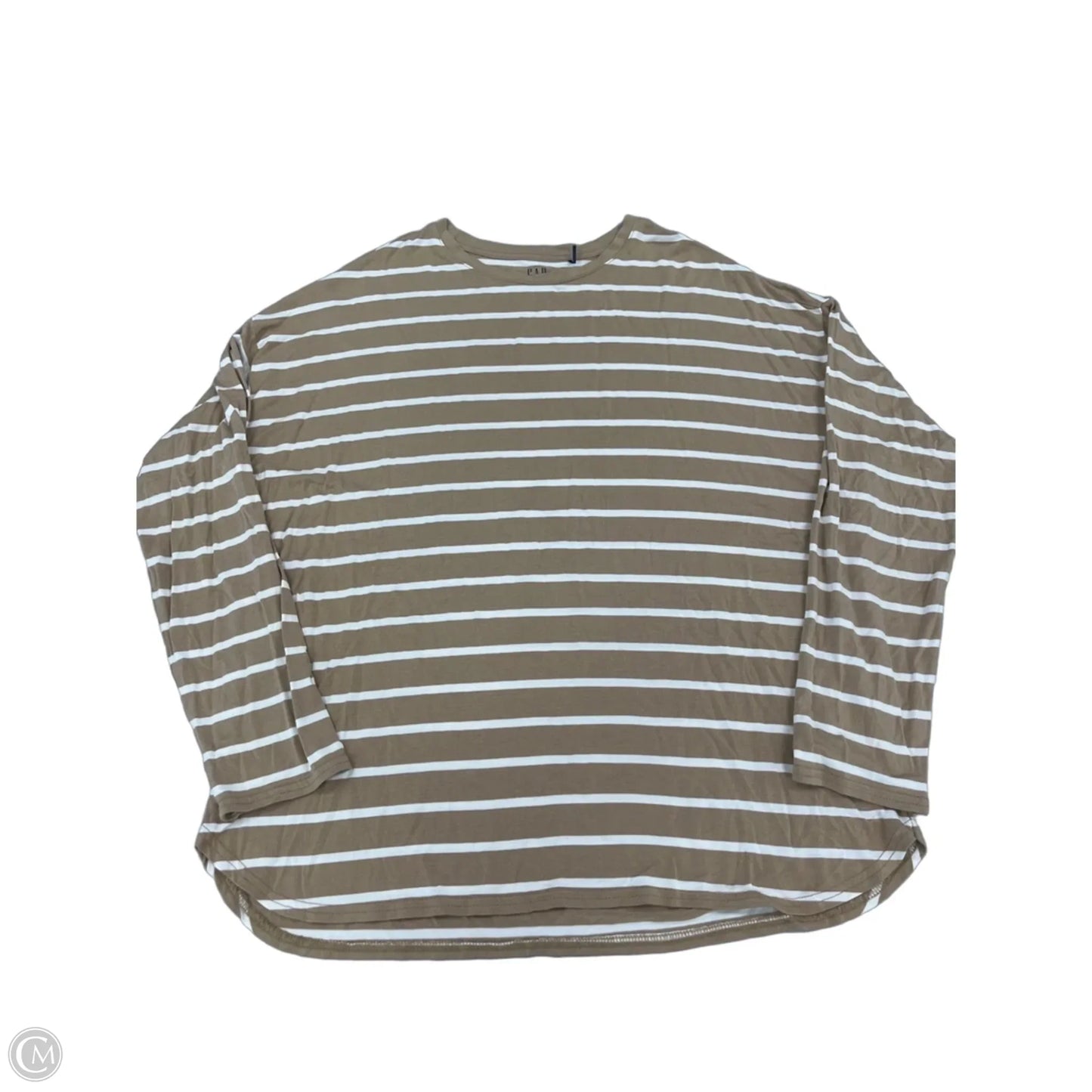 Top Long Sleeve By Gap In Tan & White, Size: L