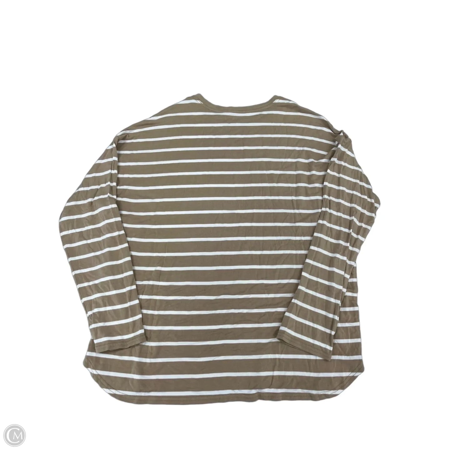 Top Long Sleeve By Gap In Tan & White, Size: L