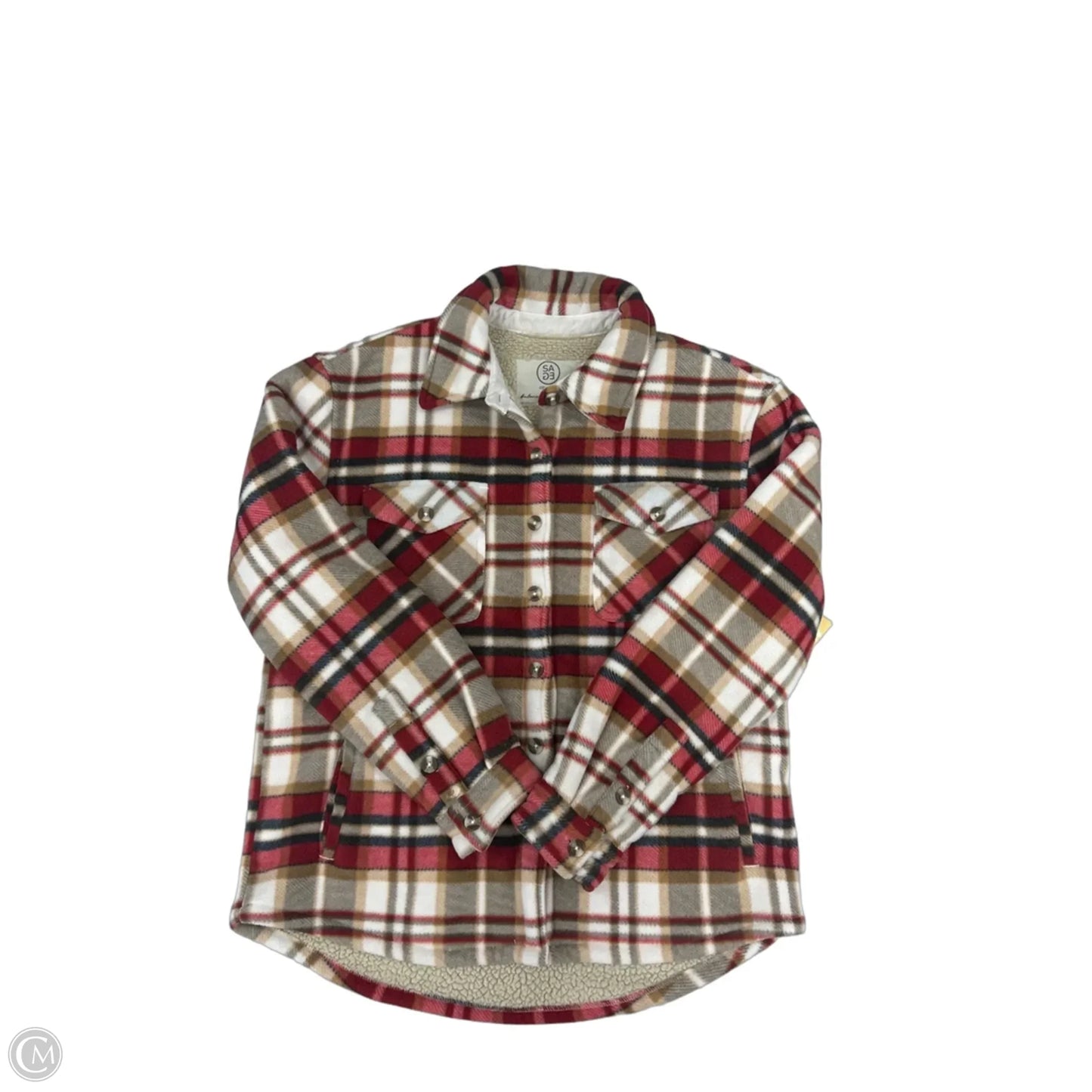 Jacket Shirt By Sage In Plaid Pattern, Size: S