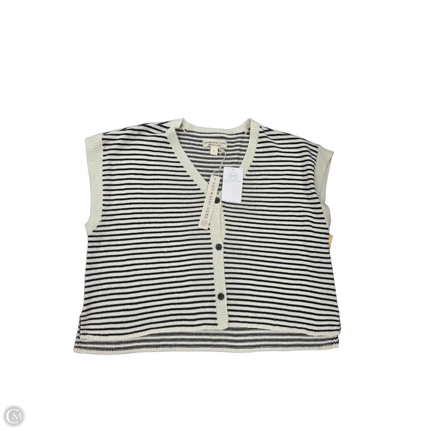 Top Short Sleeve By Saltwater Luxe In Black & Cream, Size: L