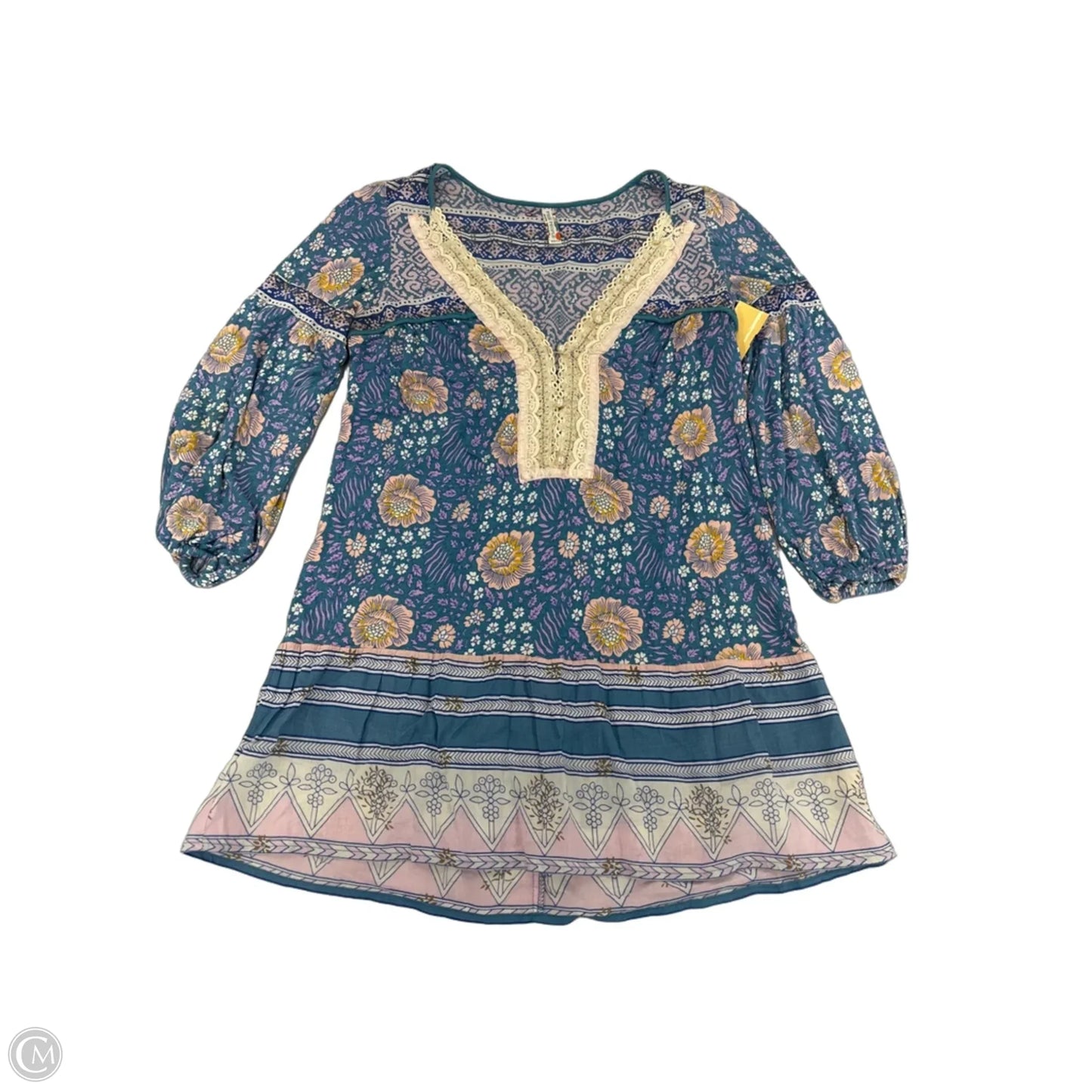 Top 3/4 Sleeve By Free People In Floral Print, Size: Xs