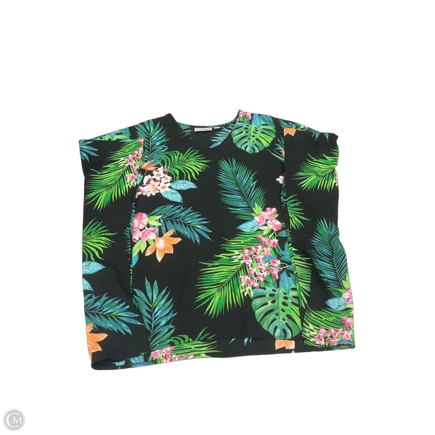 Top Short Sleeve By Belle By Kim Gravel In Tropical Print, Size: Xs