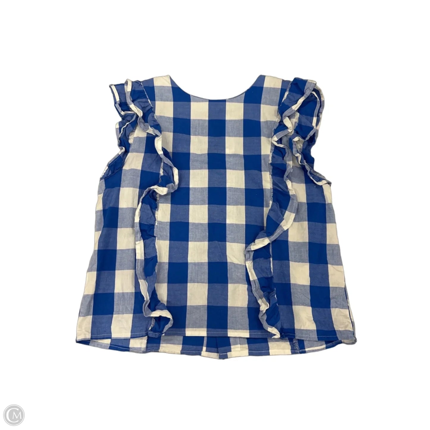 Top Short Sleeve By Cme In Blue & White, Size: M