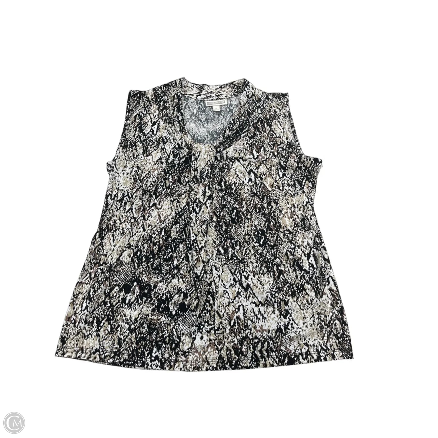 Top Sleeveless By Dana Buchman In Black & Cream, Size: L