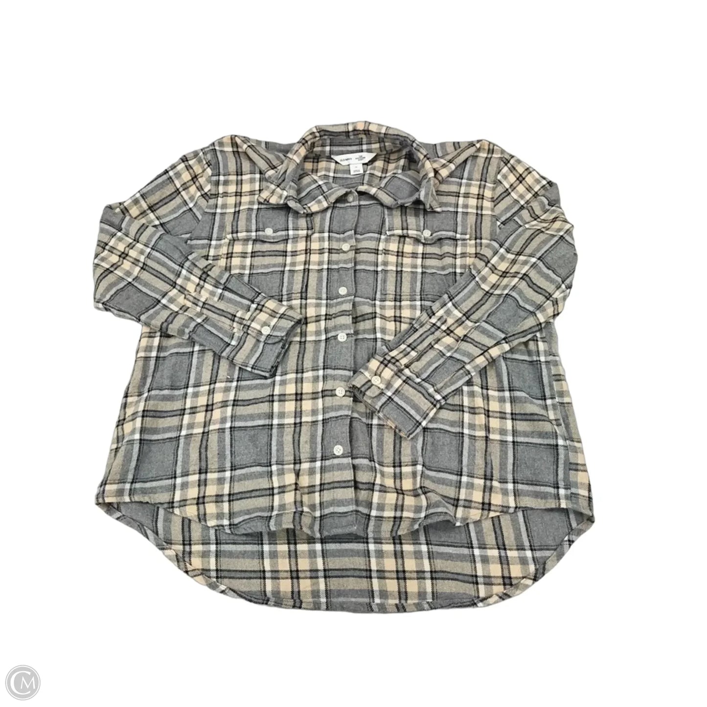 Top Long Sleeve By Old Navy In Plaid Pattern, Size: M