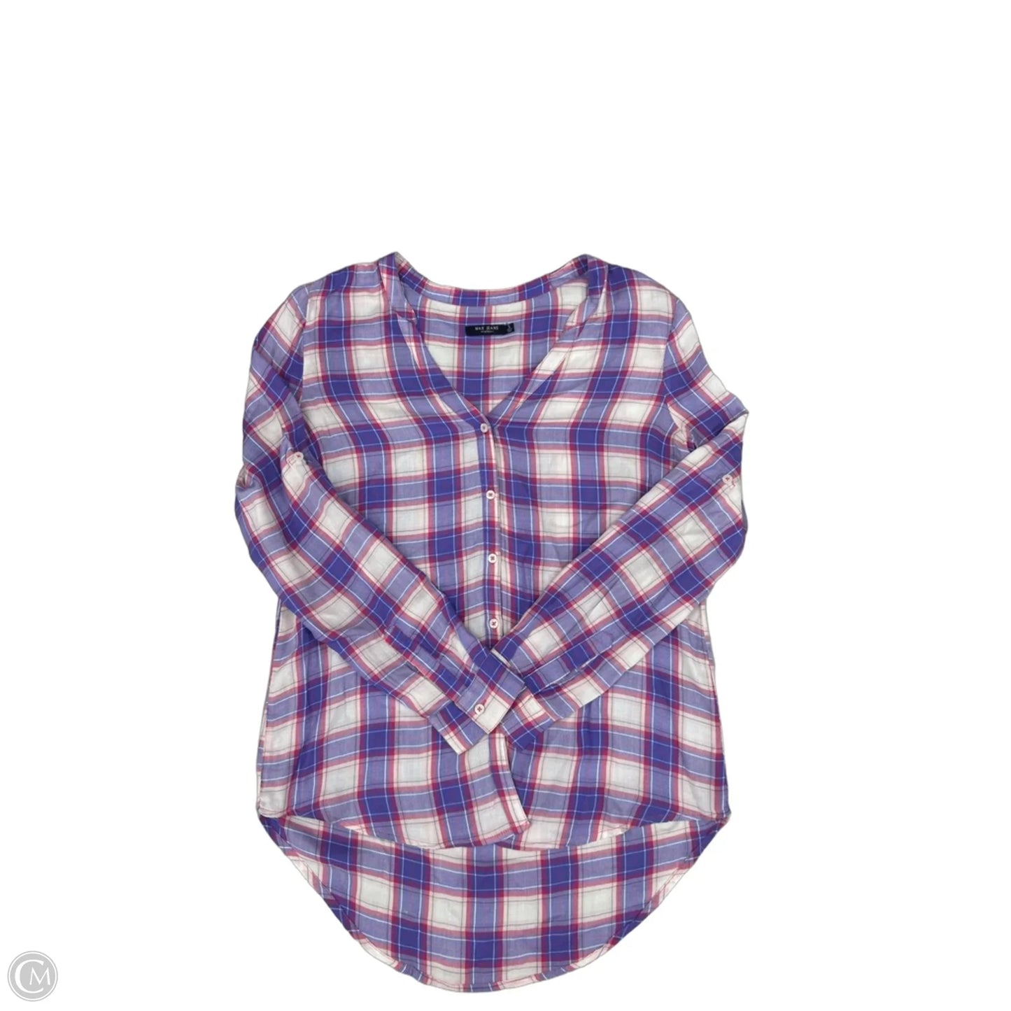 Top Long Sleeve By Max Jeans In Plaid Pattern, Size: S