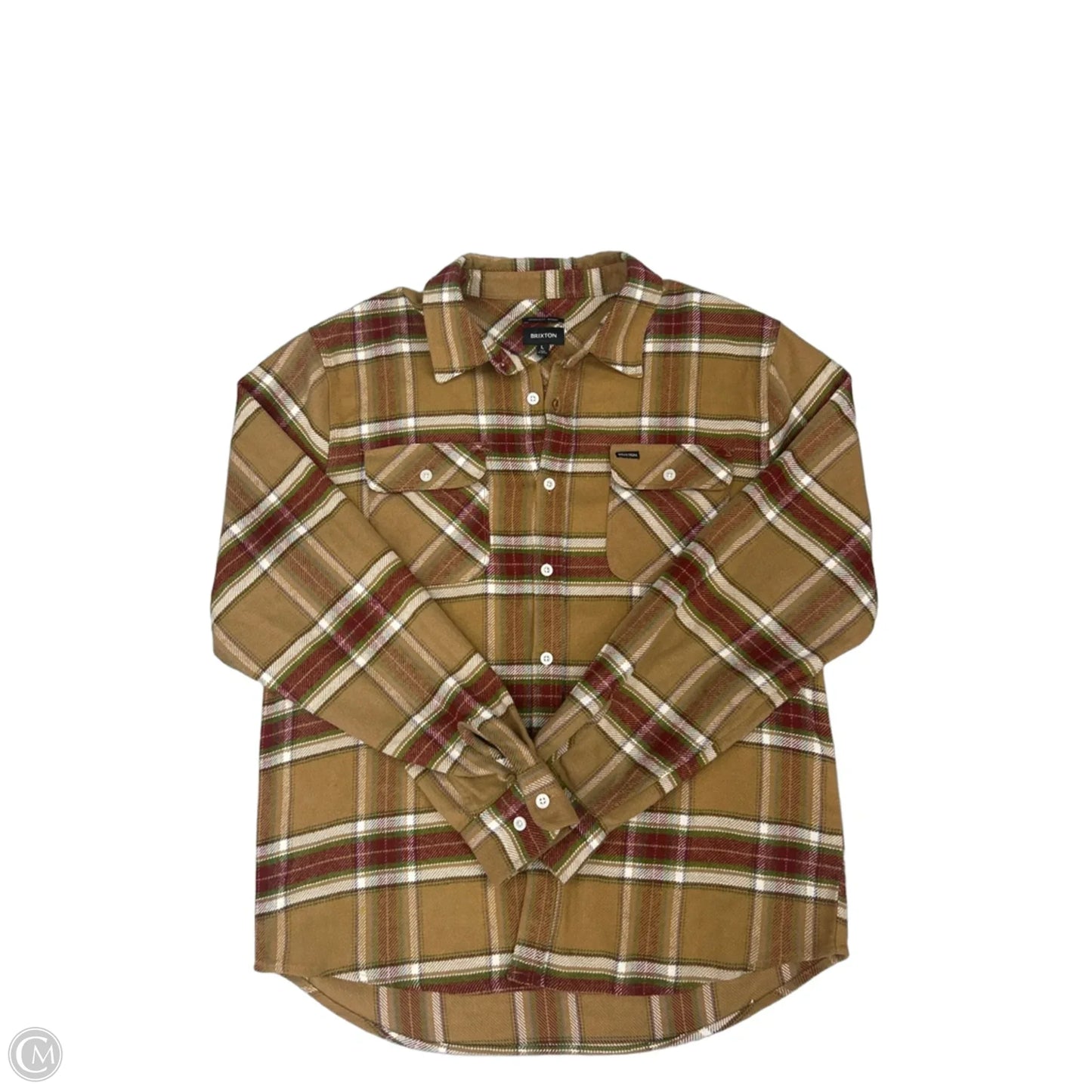 Top Long Sleeve By Cme In Plaid Pattern, Size: L