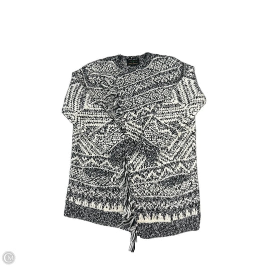 Sweater Cardigan By Eddie Bauer In Black & White, Size: L