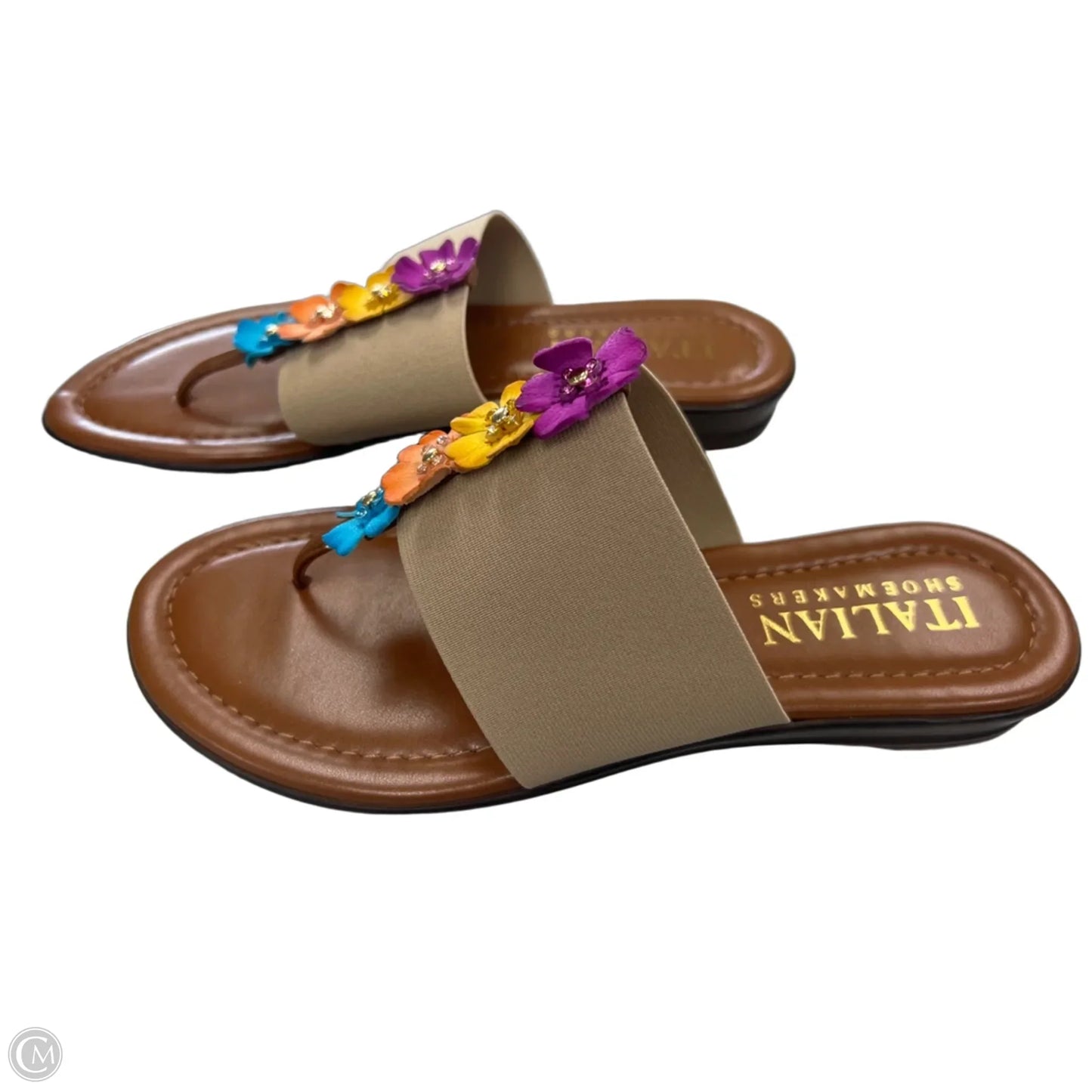 Sandals Flip Flops By Italian Shoemakers In Brown, Size: 8