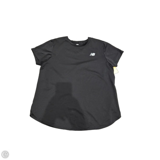 Athletic Top Short Sleeve By New Balance In Black, Size: M
