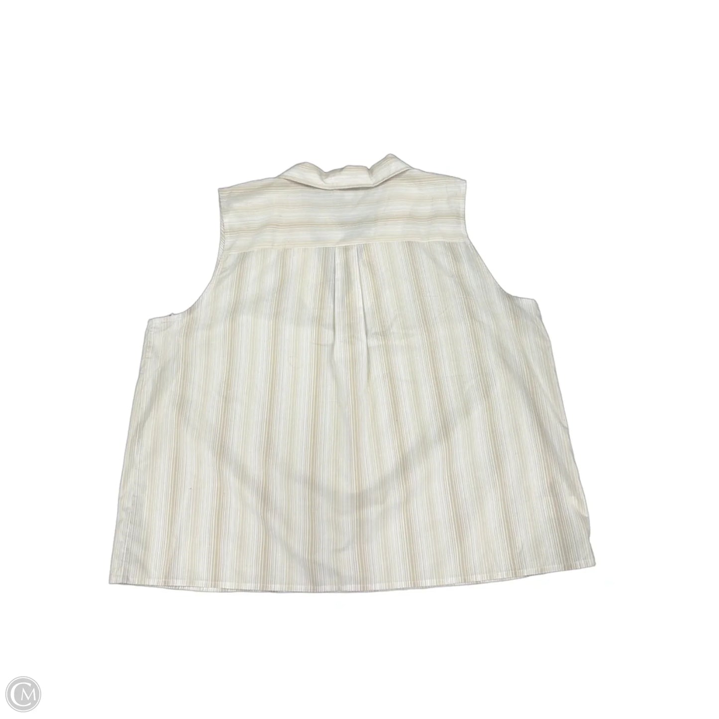 Top Sleeveless By Loft In Tan & White, Size: L