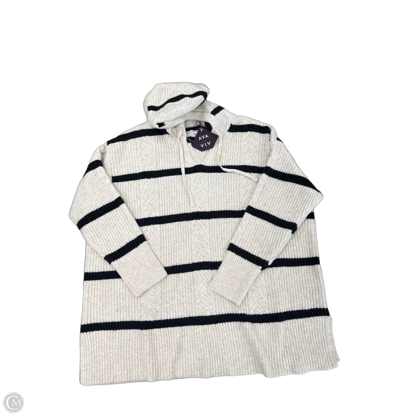 Sweater By Ava & Viv In Black & Cream, Size: 3x