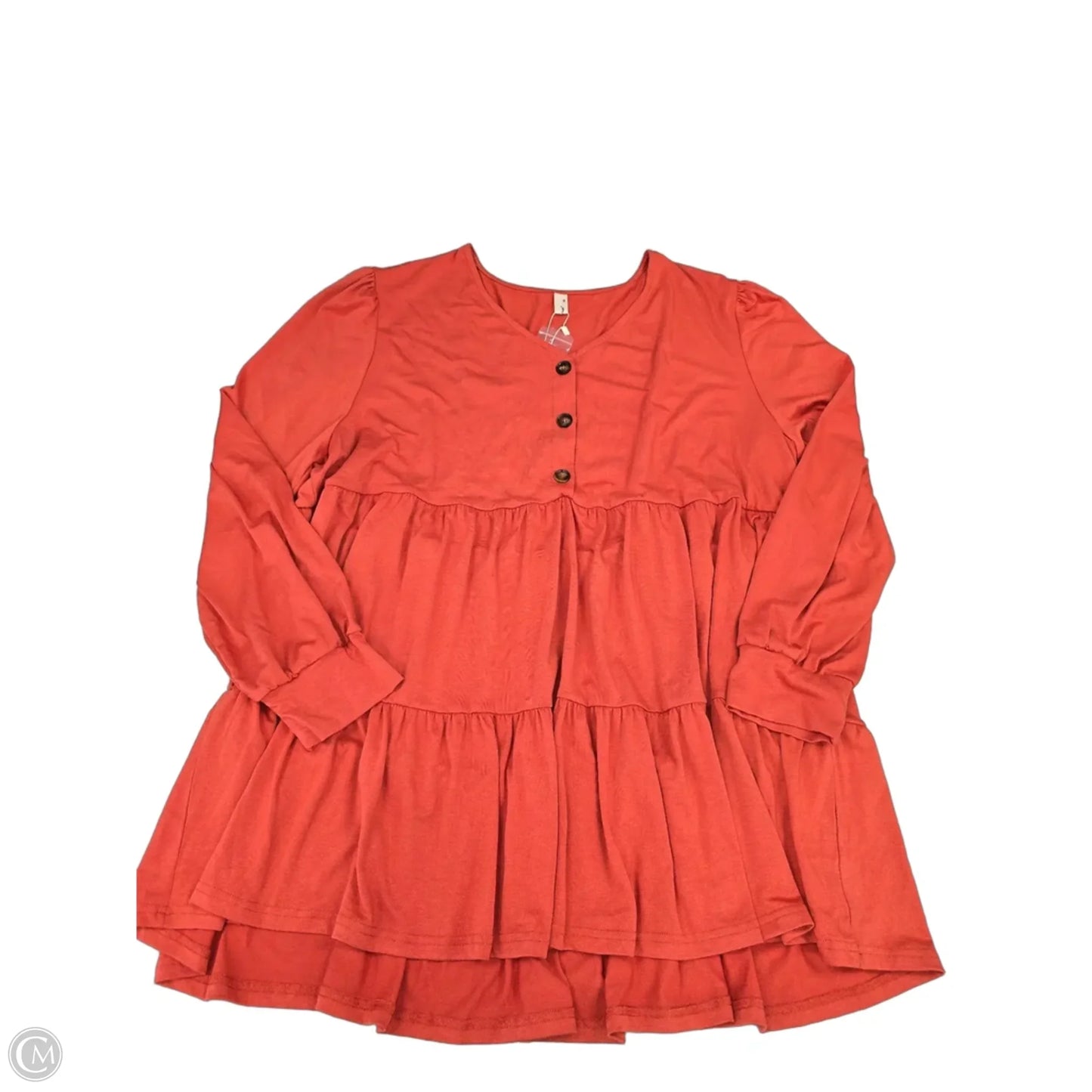 Top Long Sleeve By Agnes Orinda In Orange, Size: 3x