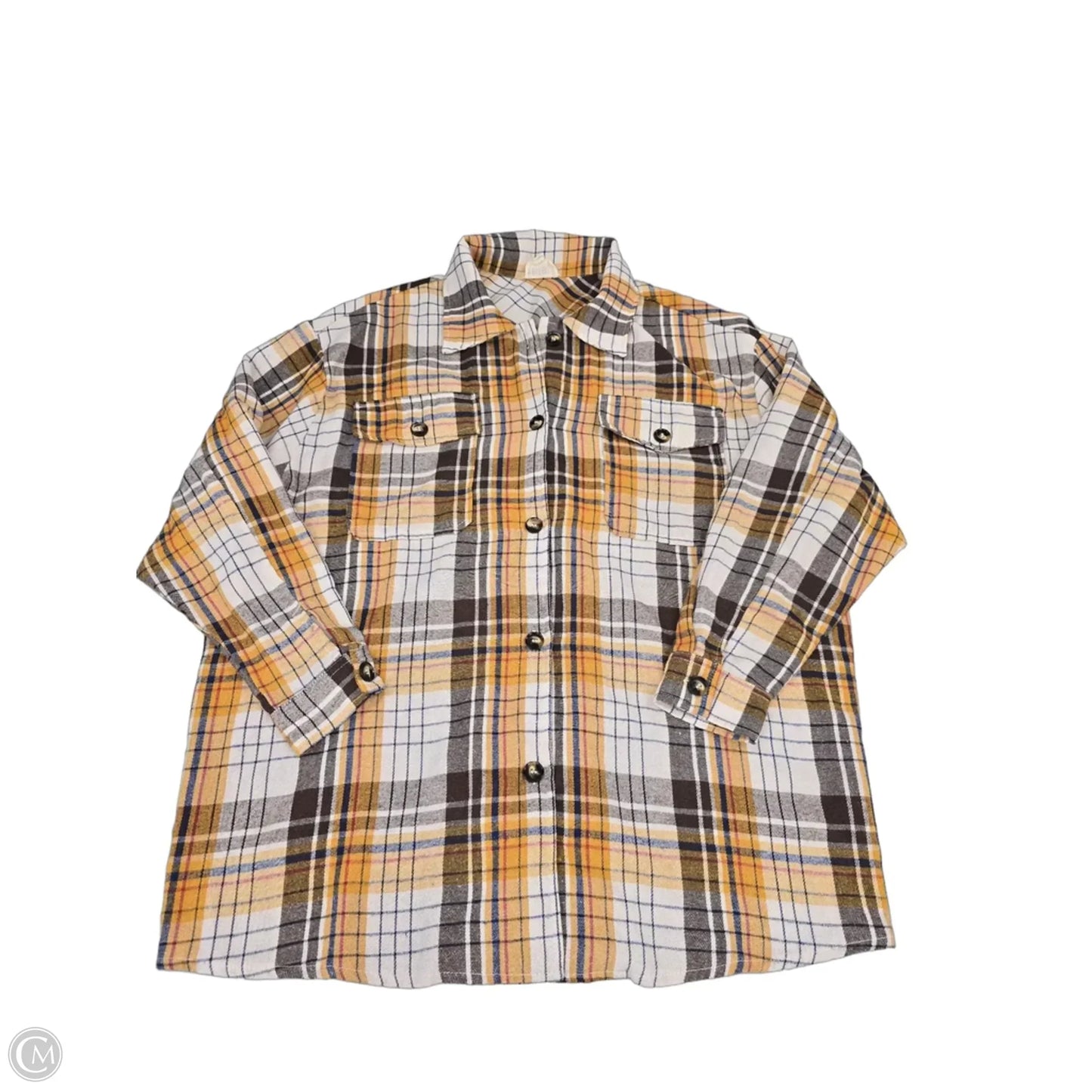Top Long Sleeve By Bibi In Plaid Pattern, Size: M
