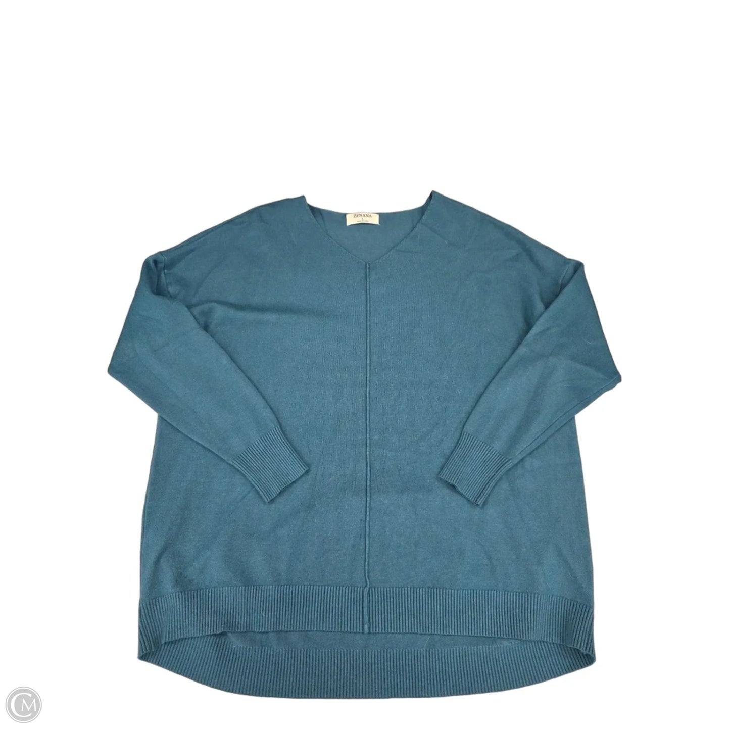 Top Long Sleeve By Zenana In Teal, Size: L