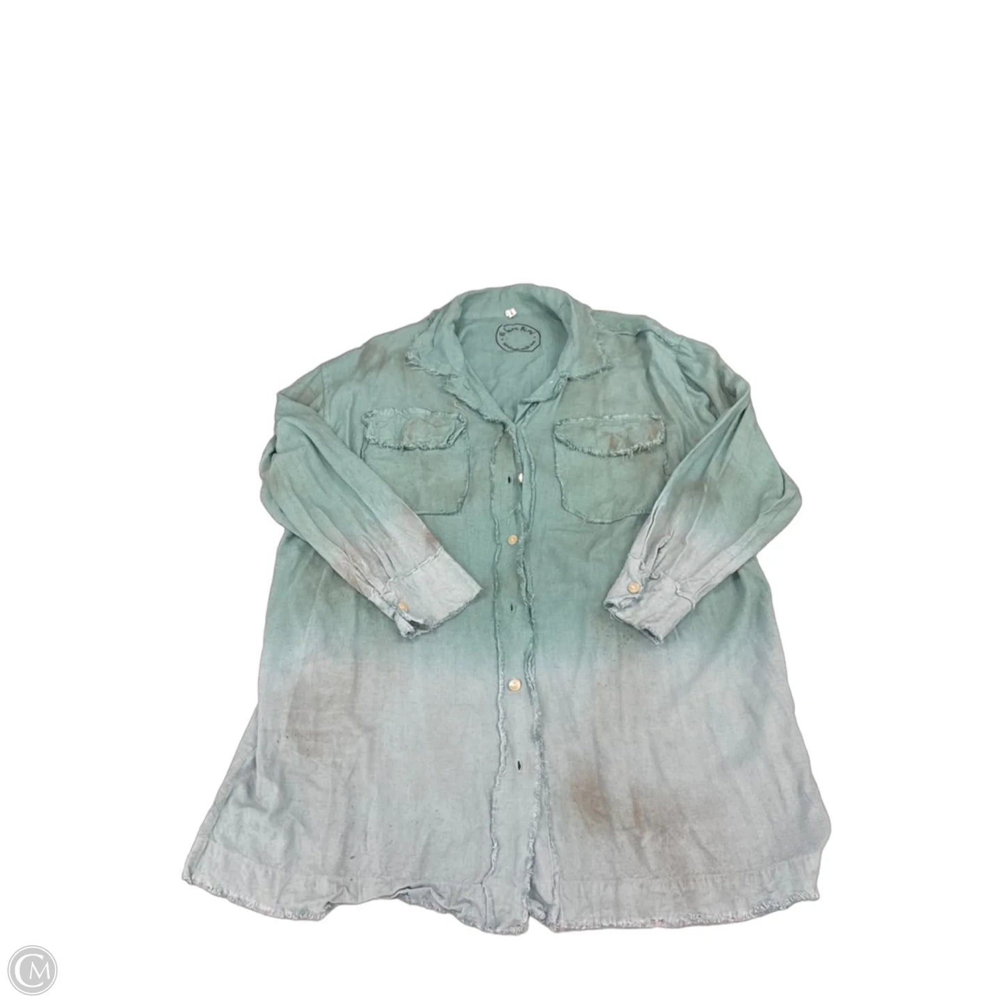 Top Long Sleeve By Cme In Teal, Size: 1x