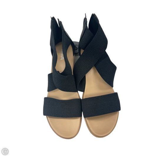 Sandals Heels Wedge By Mia In Black & Brown, Size: 8.5