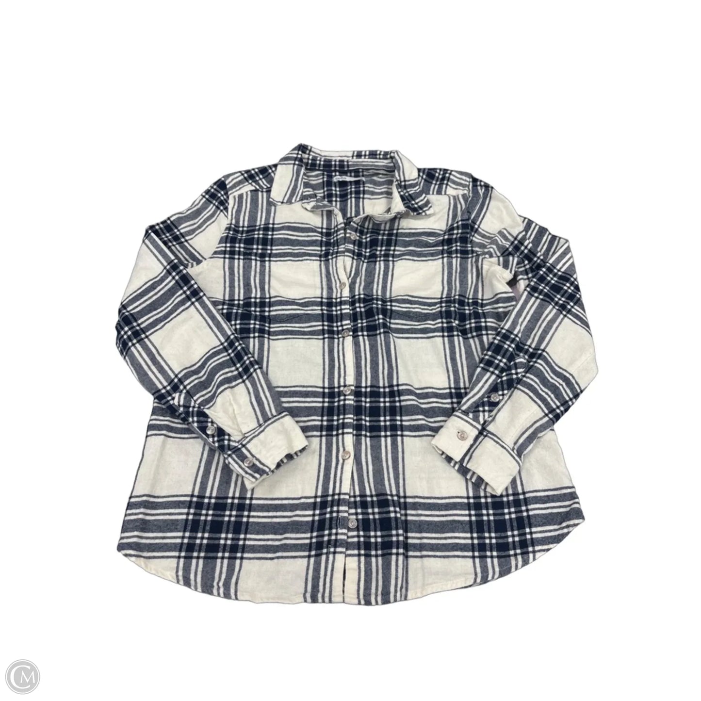 Top Long Sleeve By Croft And Barrow In Blue & White, Size: S