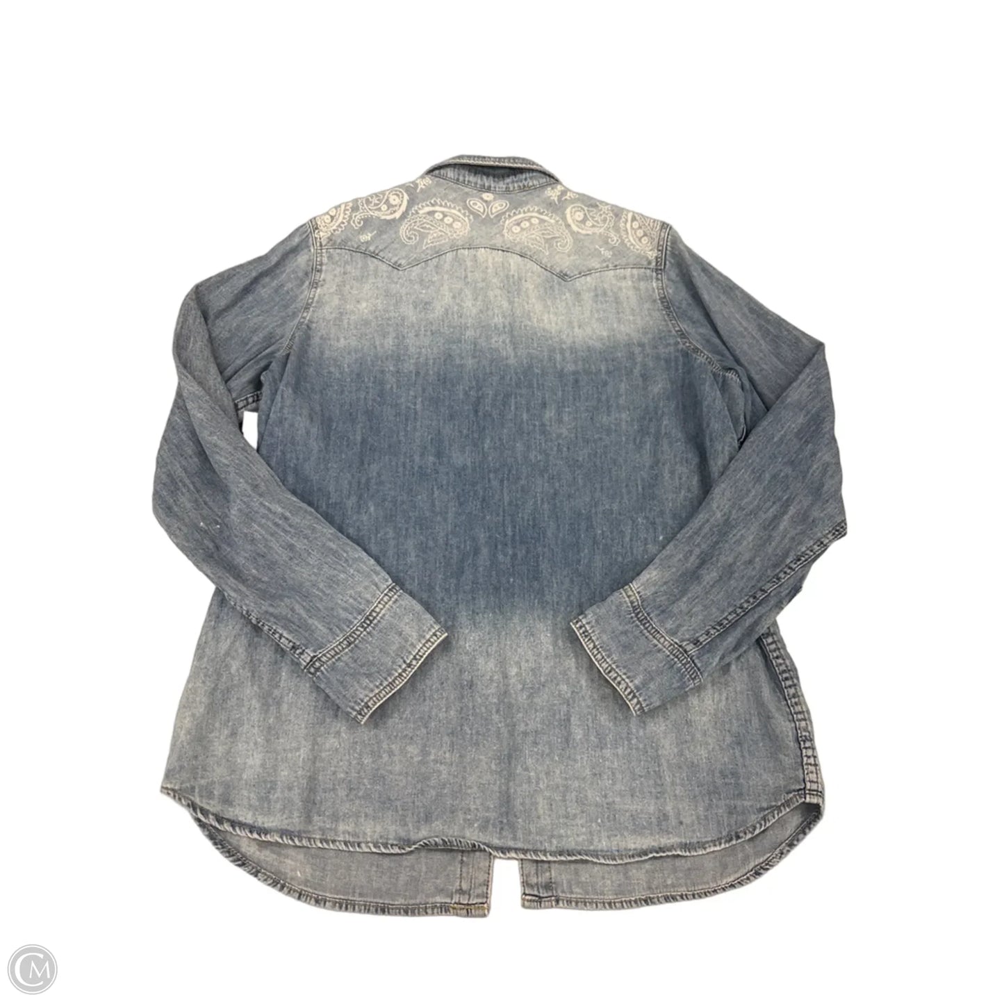 Top Long Sleeve By Cme In Blue Denim, Size: L