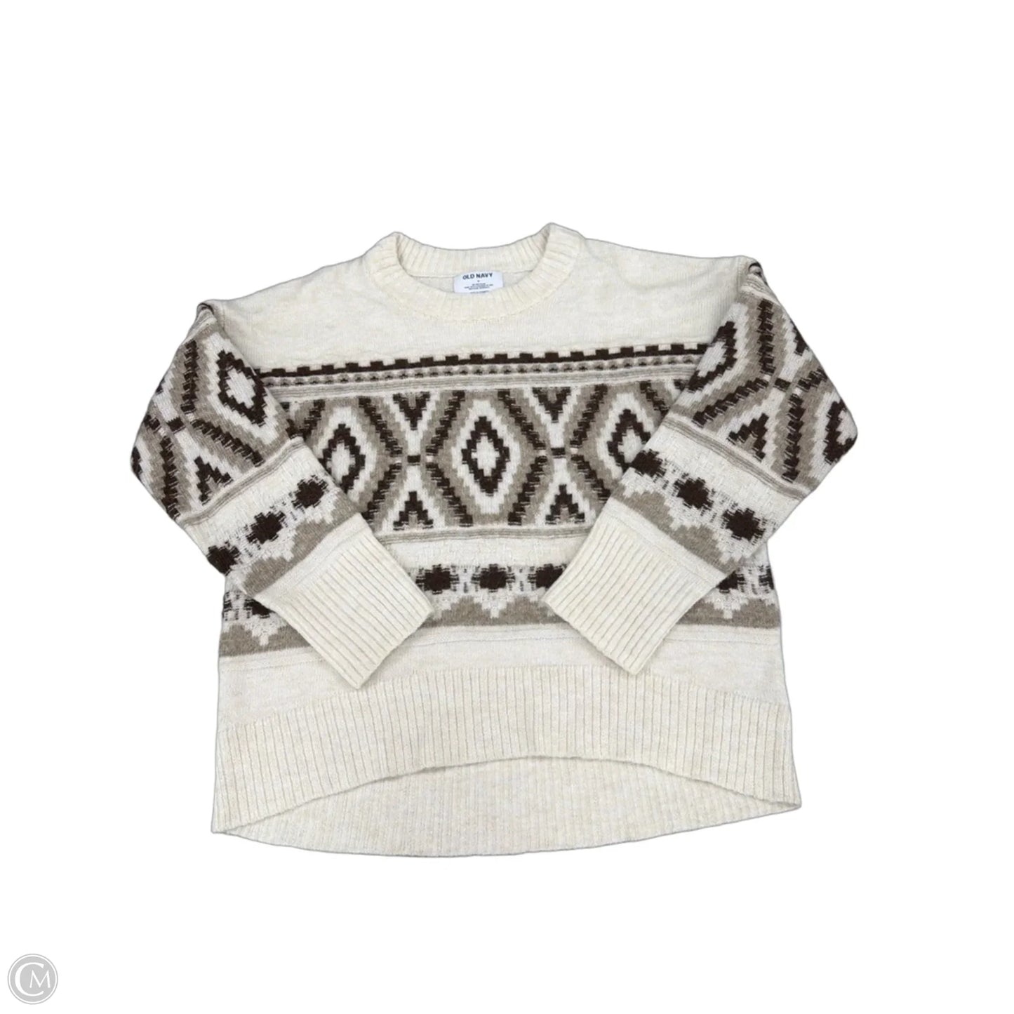 Sweater By Old Navy In Brown & Cream, Size: M
