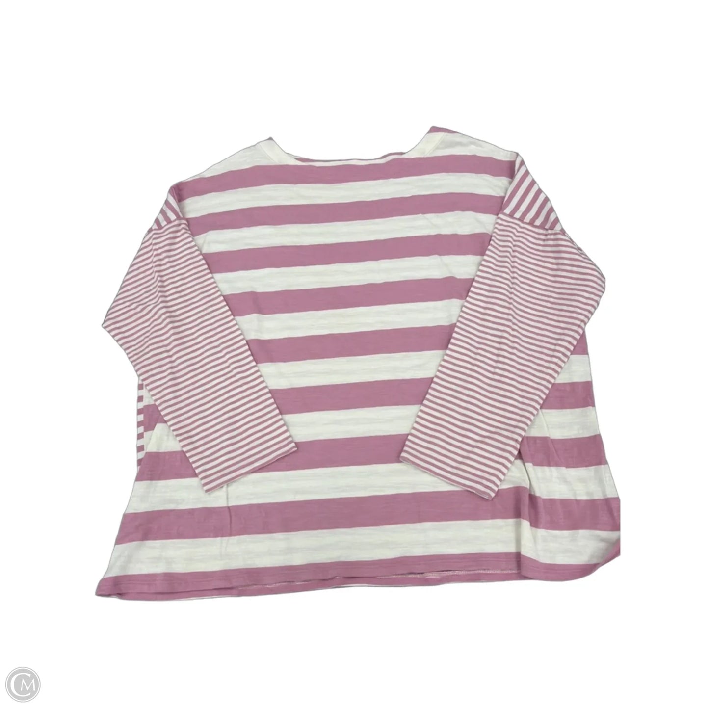Top Long Sleeve By J. Jill In Pink & White, Size: 2x
