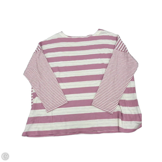 Top Long Sleeve By J. Jill In Pink & White, Size: 2x