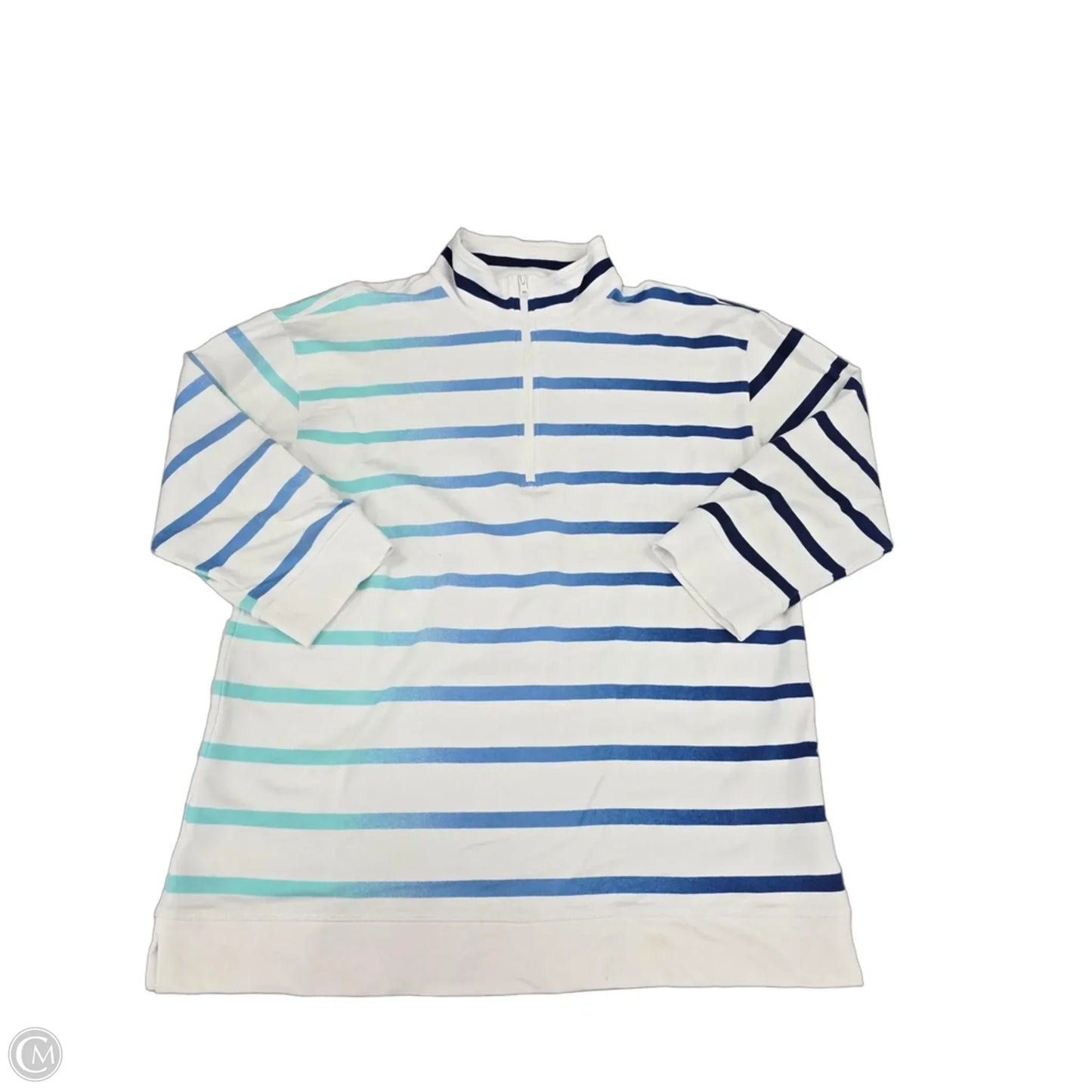 Top 3/4 Sleeve By Talbots In Blue & White, Size: L