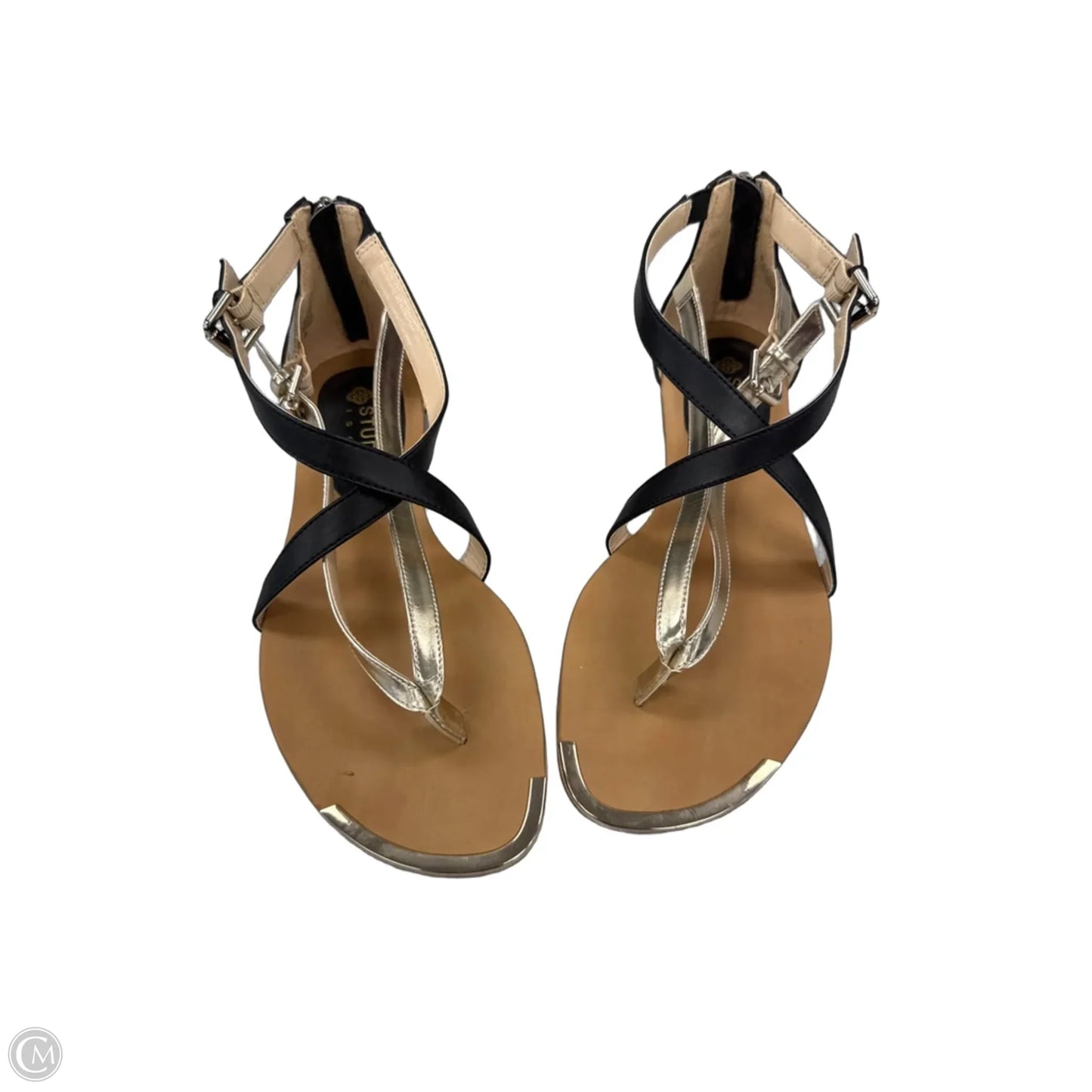 Sandals Flip Flops By Cmf In Black & Gold, Size: 9