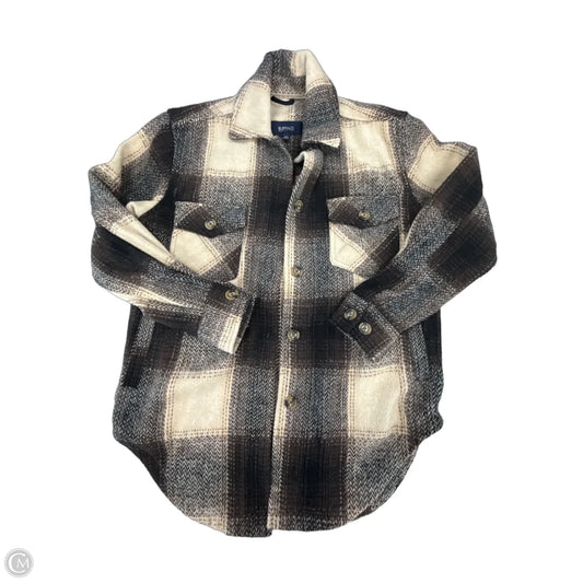Jacket Shirt By Buffalo David Bitton In Brown & Cream, Size: S