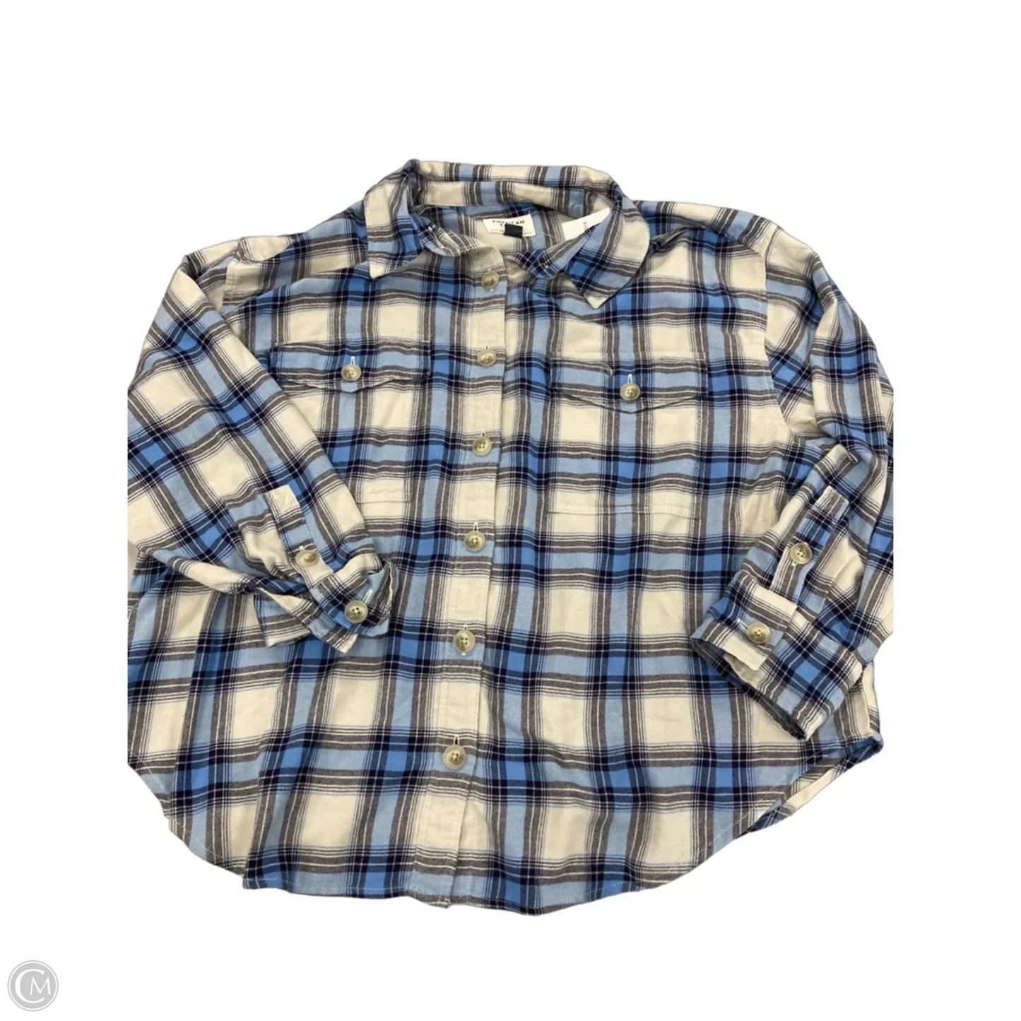 Top Long Sleeve By American Eagle In Plaid Pattern, Size: L