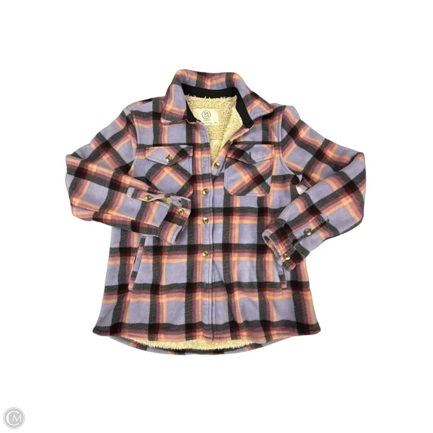 Jacket Shirt By Sage In Plaid Pattern, Size: S