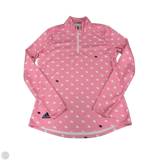 Athletic Top Long Sleeve Collar By Adidas In Pink, Size: M
